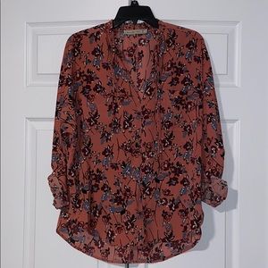 Coral floral blouse